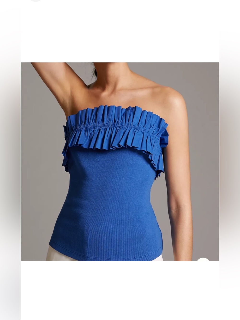 Anthropologie Maeve poplin Blue Ruffled Strapless Women’s Top Tube Top Ribbed